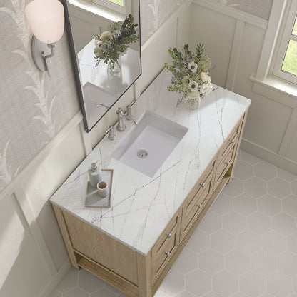 James Martin - Breckenridge 48" Single Vanity, Whitewashed Oak w/ 3 CM Ethereal Noctis Silestone Top - 330-V48-WWO-3ENC view 7