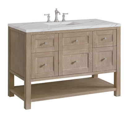 James Martin - Breckenridge 48" Single Vanity, Whitewashed Oak w/ 3 CM Ethereal Noctis Silestone Top - 330-V48-WWO-3ENC view 10