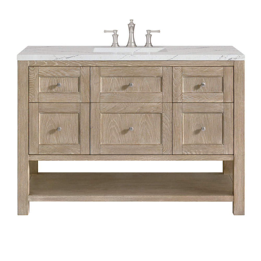 James Martin - Breckenridge 48" Single Vanity, Whitewashed Oak w/ 3 CM Ethereal Noctis Silestone Top w/FreePower Wireless Charger - 330-V48-WWO-FENC view 1