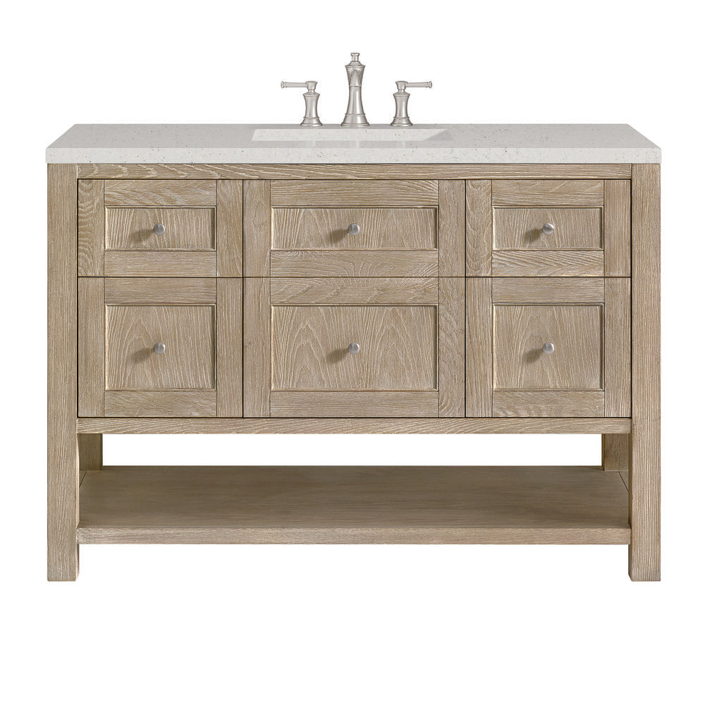James Martin - Breckenridge 48" Single Vanity, Whitewashed Oak w/ 3 CM Lime Delight Silestone Top - 330-V48-WWO-3LDL view 1