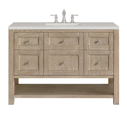 James Martin - Breckenridge 48" Single Vanity, Whitewashed Oak w/ 3 CM Lime Delight Silestone Top - 330-V48-WWO-3LDL view 1