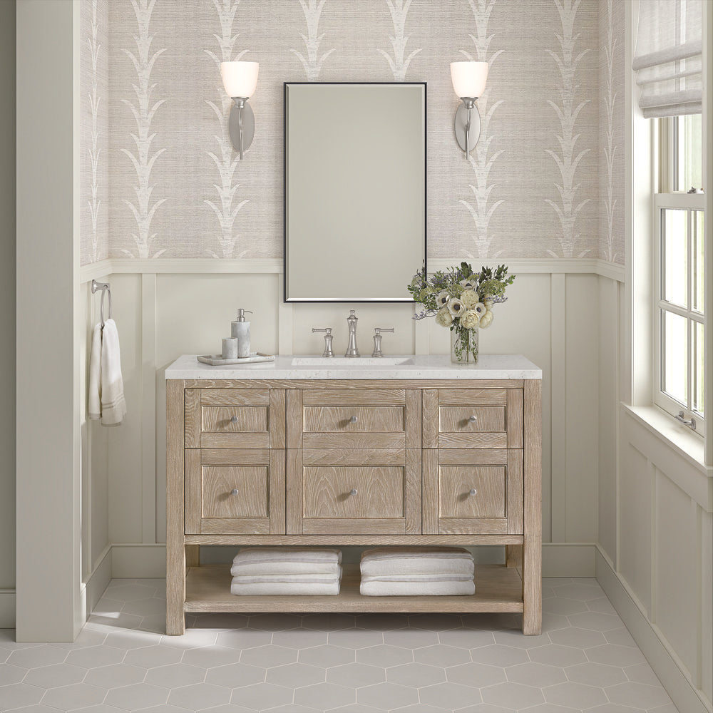 James Martin - Breckenridge 48" Single Vanity, Whitewashed Oak w/ 3 CM Lime Delight Silestone Top - 330-V48-WWO-3LDL view 3