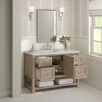 James Martin - Breckenridge 48" Single Vanity, Whitewashed Oak w/ 3 CM Lime Delight Silestone Top - 330-V48-WWO-3LDL view 5