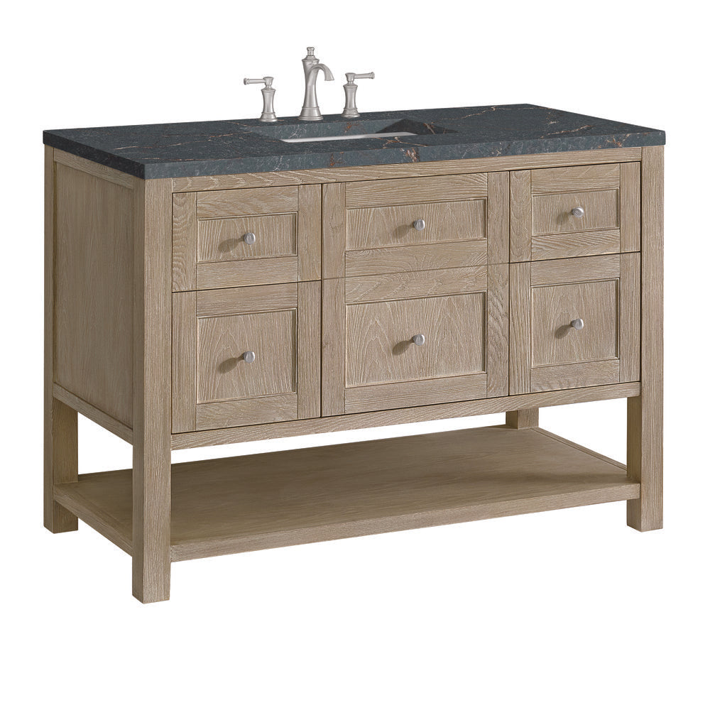James Martin - Breckenridge 48" Single Vanity, Whitewashed Oak w/ 3 CM Parisien Bleu Silestone Top - 330-V48-WWO-3PBL view 10