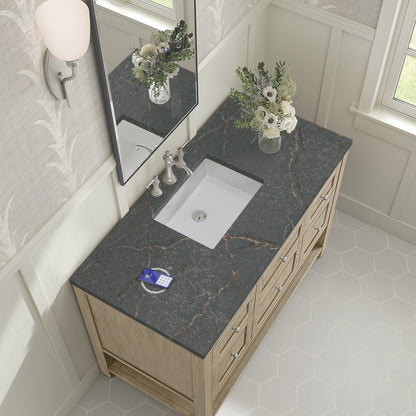 James Martin - Breckenridge 48" Single Vanity, Whitewashed Oak w/ 3 CM Parisien Bleu Silestone Top w/FreePower Wireless Charger - 330-V48-WWO-FPBL view 8