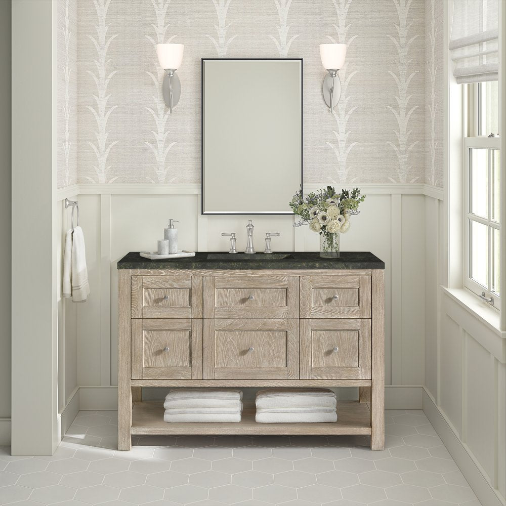 James Martin - Breckenridge 48" Single Vanity, Whitewashed Oak, w/ 3 CM Phantome Eclos Top - 330-V48-WWO-3PHT view 3