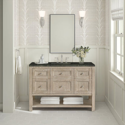 James Martin - Breckenridge 48" Single Vanity, Whitewashed Oak, w/ 3 CM Phantome Eclos Top - 330-V48-WWO-3PHT view 3