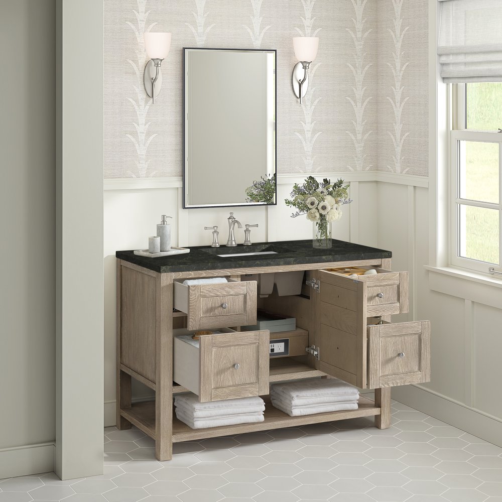 James Martin - Breckenridge 48" Single Vanity, Whitewashed Oak, w/ 3 CM Phantome Eclos Top - 330-V48-WWO-3PHT view 5