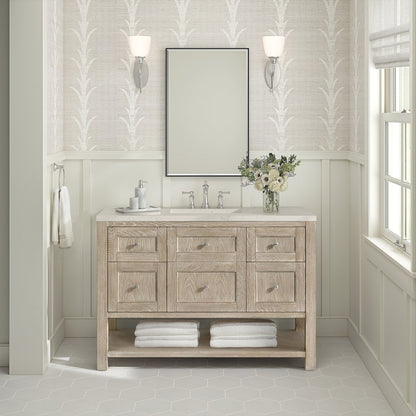James Martin - Breckenridge 48" Single Vanity, Whitewashed Oak, w/ 3 CM Siberian Silestone Top - 330-V48-WWO-3SFR view 3