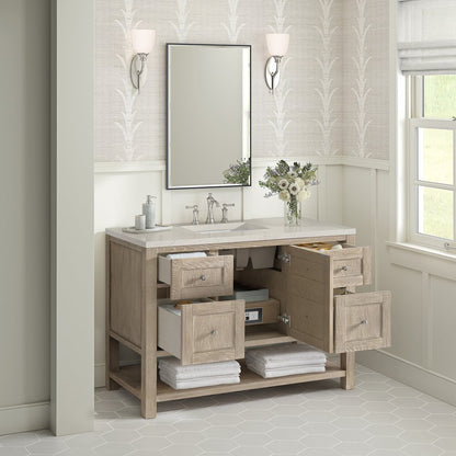 James Martin - Breckenridge 48" Single Vanity, Whitewashed Oak, w/ 3 CM Siberian Silestone Top - 330-V48-WWO-3SFR view 5