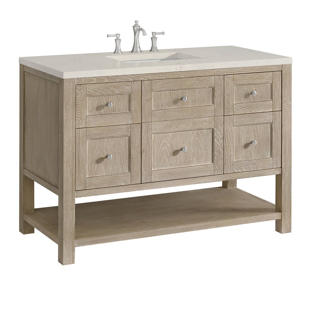 James Martin - Breckenridge 48" Single Vanity, Whitewashed Oak, w/ 3 CM Siberian Silestone Top - 330-V48-WWO-3SFR view 10