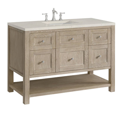 James Martin - Breckenridge 48" Single Vanity, Whitewashed Oak, w/ 3 CM Siberian Silestone Top - 330-V48-WWO-3SFR view 10