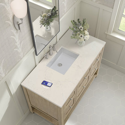 James Martin - Breckenridge 48" Single Vanity, Whitewashed Oak, w/ 3 CM Siberian Silestone Top w/FreePower Wireless Charger - 330-V48-WWO-FSFR view 7