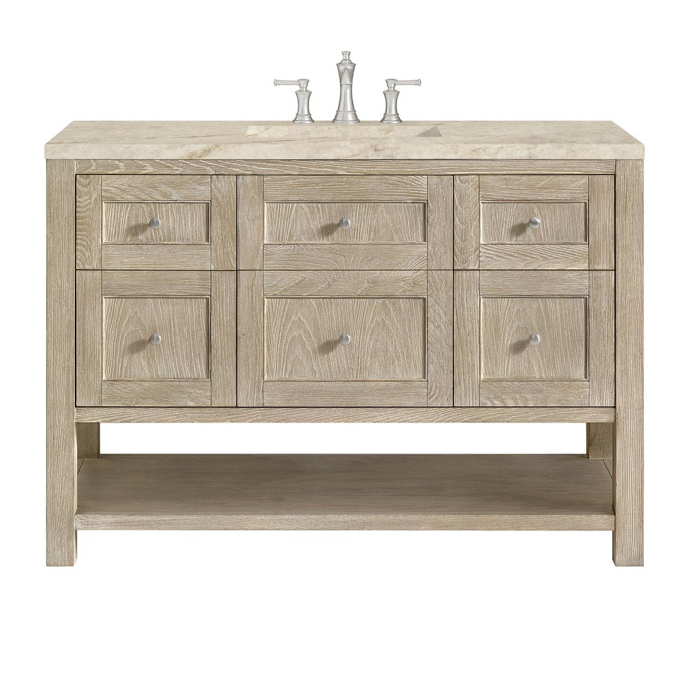 James Martin - Breckenridge 48" Single Vanity, Whitewashed Oak, w/ 3 CM Tajnar Eclos Top - 330-V48-WWO-3TJR view 1