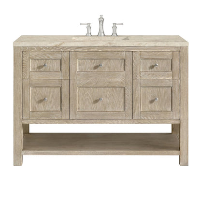 James Martin - Breckenridge 48" Single Vanity, Whitewashed Oak, w/ 3 CM Tajnar Eclos Top w/FreePower Wireless Charger - 330-V48-WWO-FTJR view 1