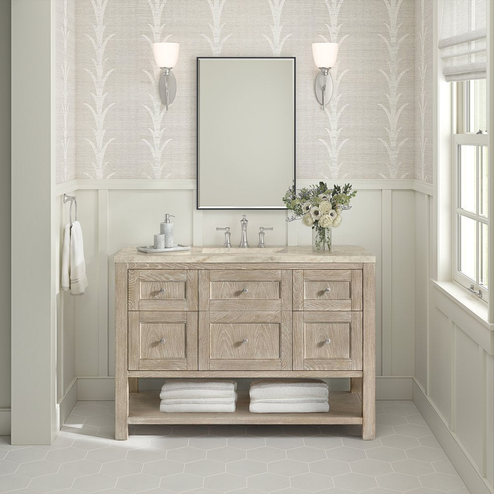 James Martin - Breckenridge 48" Single Vanity, Whitewashed Oak, w/ 3 CM Tajnar Eclos Top w/FreePower Wireless Charger - 330-V48-WWO-FTJR view 3