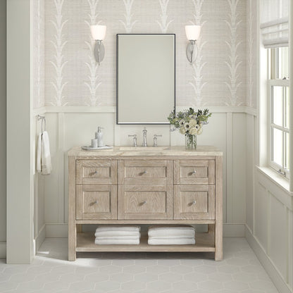 James Martin - Breckenridge 48" Single Vanity, Whitewashed Oak, w/ 3 CM Tajnar Eclos Top w/FreePower Wireless Charger - 330-V48-WWO-FTJR view 3