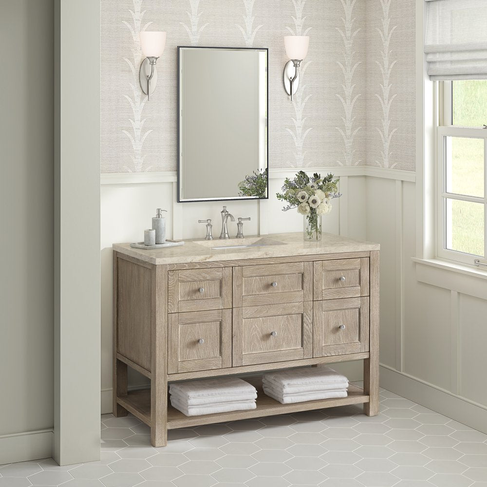 James Martin - Breckenridge 48" Single Vanity, Whitewashed Oak, w/ 3 CM Tajnar Eclos Top w/FreePower Wireless Charger - 330-V48-WWO-FTJR view 4