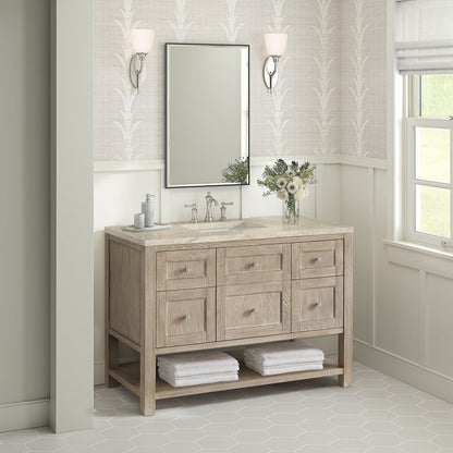James Martin - Breckenridge 48" Single Vanity, Whitewashed Oak, w/ 3 CM Tajnar Eclos Top w/FreePower Wireless Charger - 330-V48-WWO-FTJR view 4