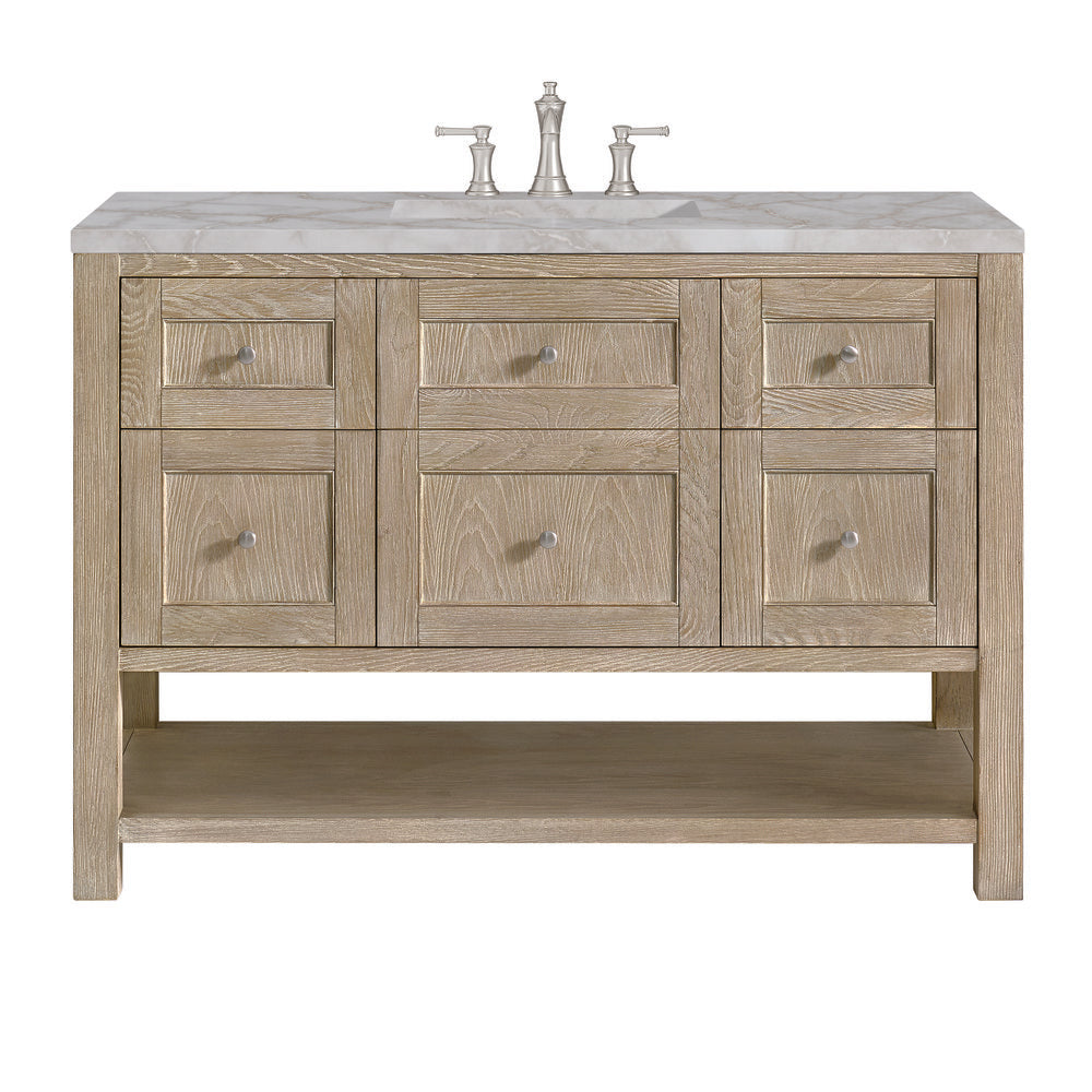 James Martin - Breckenridge 48" Single Vanity, Whitewashed Oak w/ 3 CM Victorian Silver Silestone Top - 330-V48-WWO-3VSL view 1