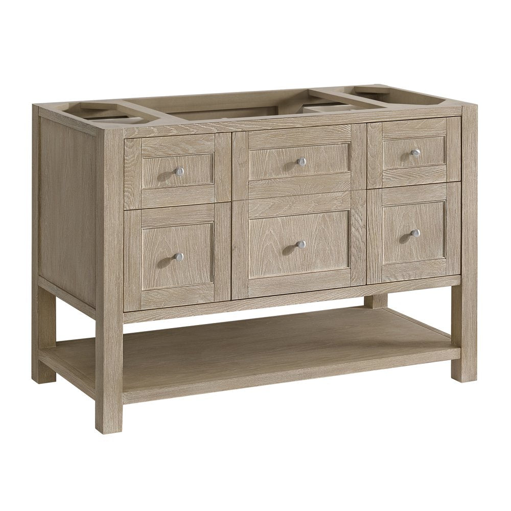 James Martin - Breckenridge 48" Single Vanity, Whitewashed Oak w/ 3 CM Victorian Silver Silestone Top - 330-V48-WWO-3VSL view 2
