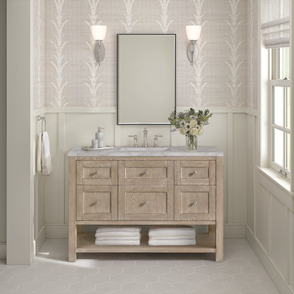 James Martin - Breckenridge 48" Single Vanity, Whitewashed Oak w/ 3 CM Victorian Silver Silestone Top - 330-V48-WWO-3VSL view 3