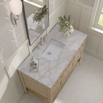 James Martin - Breckenridge 48" Single Vanity, Whitewashed Oak w/ 3 CM Victorian Silver Silestone Top - 330-V48-WWO-3VSL view 7