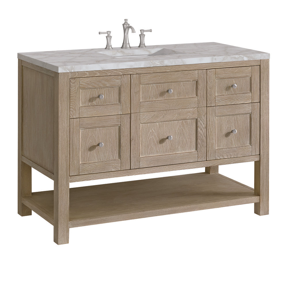 James Martin - Breckenridge 48" Single Vanity, Whitewashed Oak w/ 3 CM Victorian Silver Silestone Top - 330-V48-WWO-3VSL view 10