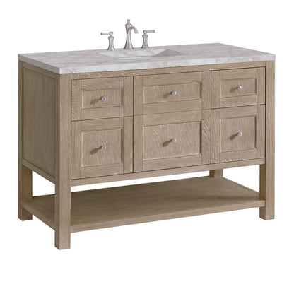 James Martin - Breckenridge 48" Single Vanity, Whitewashed Oak w/ 3 CM Victorian Silver Silestone Top - 330-V48-WWO-3VSL view 10