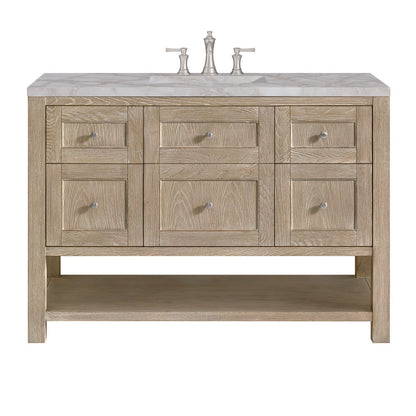 James Martin - Breckenridge 48" Single Vanity, Whitewashed Oak w/ 3 CM Victorian Silver Silestone Top w/FreePower Wireless Charger - 330-V48-WWO-FVSL view 1