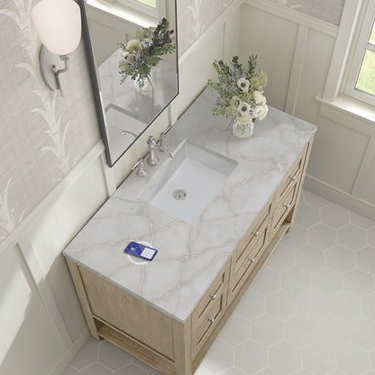 James Martin - Breckenridge 48" Single Vanity, Whitewashed Oak w/ 3 CM Victorian Silver Silestone Top w/FreePower Wireless Charger - 330-V48-WWO-FVSL view 8