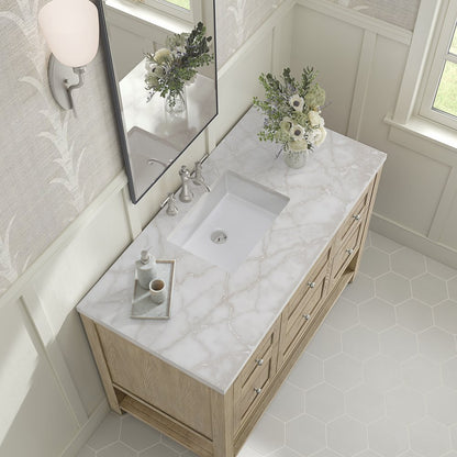James Martin - Breckenridge 48" Single Vanity, Whitewashed Oak w/ 3 CM White Zeus Silestone Top - 330-V48-WWO-3WZ view 7