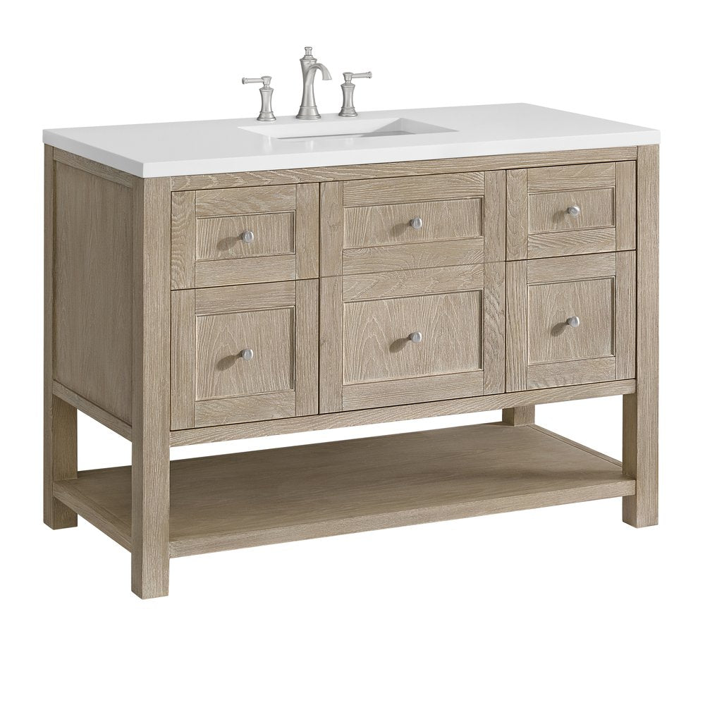 James Martin - Breckenridge 48" Single Vanity, Whitewashed Oak w/ 3 CM White Zeus Silestone Top - 330-V48-WWO-3WZ view 10