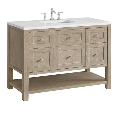 James Martin - Breckenridge 48" Single Vanity, Whitewashed Oak w/ 3 CM White Zeus Silestone Top - 330-V48-WWO-3WZ view 10