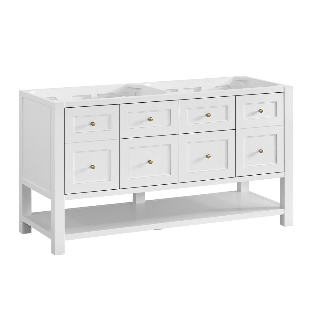 James Martin - Breckenridge 60" Double Vanity, Bright White, w/ 3 CM Charcoal Soapstone Quartz Top - 330-V60D-BW-3CSP view 2