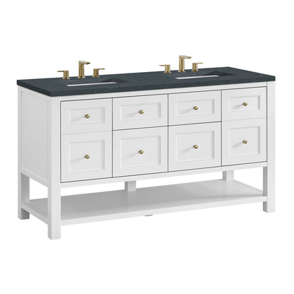 James Martin - Breckenridge 60" Double Vanity, Bright White, w/ 3 CM Charcoal Soapstone Quartz Top - 330-V60D-BW-3CSP view 10