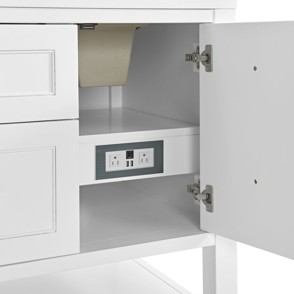 James Martin - Breckenridge 60" Double Vanity, Bright White, w/ 3 CM Charcoal Soapstone Quartz Top - 330-V60D-BW-3CSP view 13