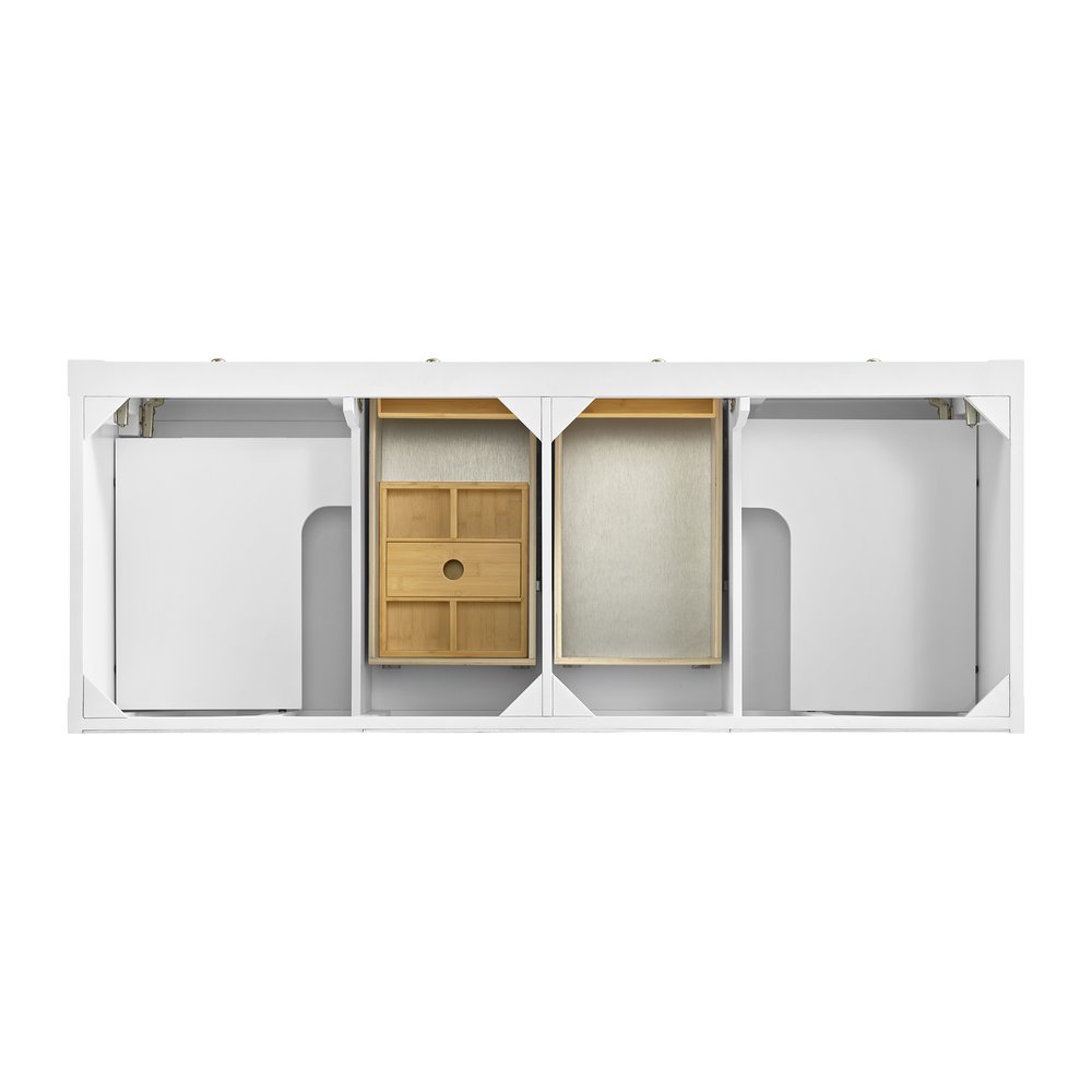 James Martin - Breckenridge 60" Double Vanity, Bright White, w/ 3 CM Ethereal Noctis Quartz Top - 330-V60D-BW-3ENC view 6
