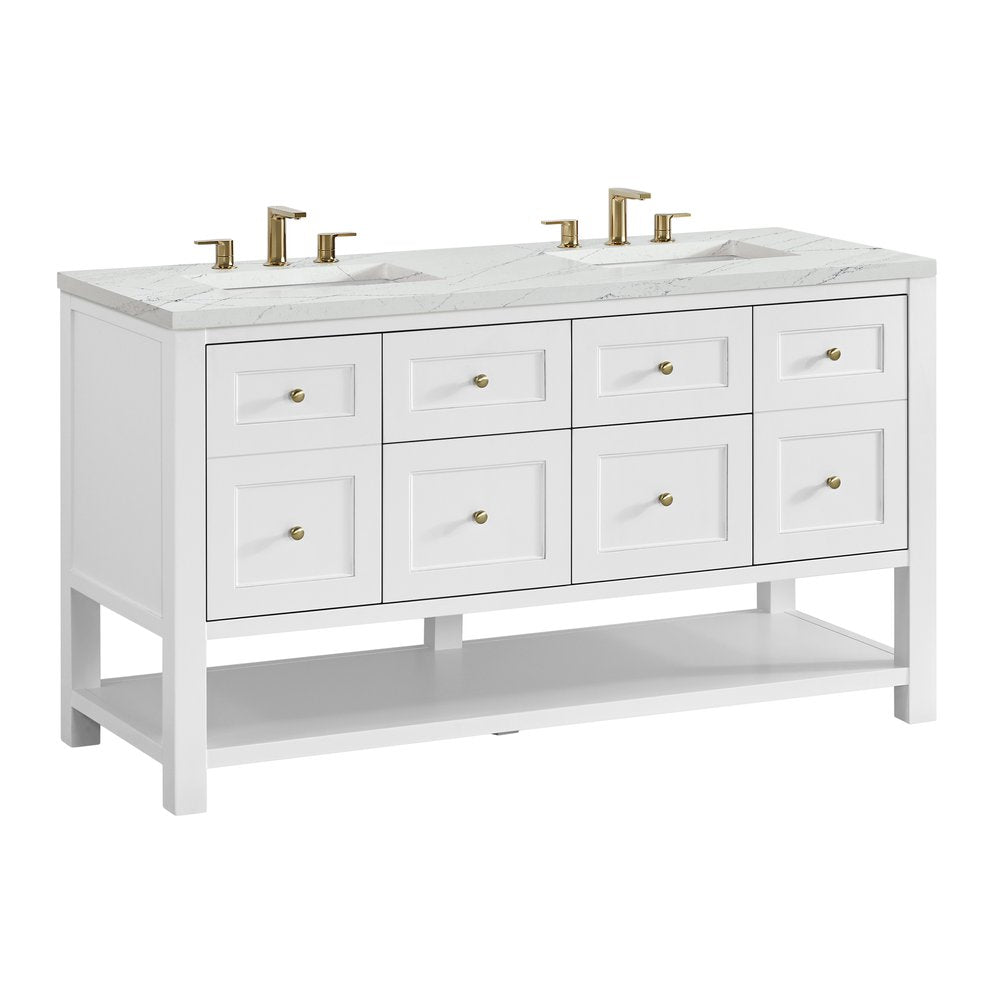 James Martin - Breckenridge 60" Double Vanity, Bright White, w/ 3 CM Ethereal Noctis Quartz Top - 330-V60D-BW-3ENC view 10