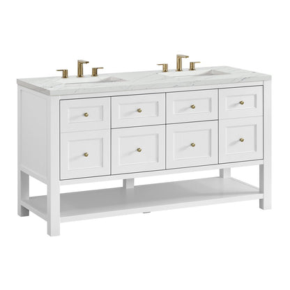 James Martin - Breckenridge 60" Double Vanity, Bright White, w/ 3 CM Ethereal Noctis Quartz Top - 330-V60D-BW-3ENC view 10