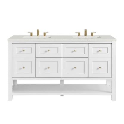 James Martin - Breckenridge 60" Double Vanity, Bright White, w/ 3 CM Lime Delight Quartz Top - 330-V60D-BW-3LDL view 1