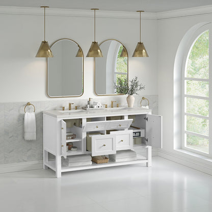 James Martin - Breckenridge 60" Double Vanity, Bright White, w/ 3 CM Lime Delight Quartz Top - 330-V60D-BW-3LDL view 5