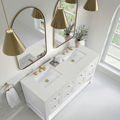 James Martin - Breckenridge 60" Double Vanity, Bright White, w/ 3 CM Lime Delight Quartz Top - 330-V60D-BW-3LDL view 7