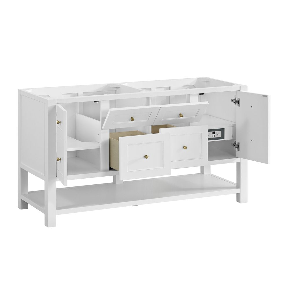 James Martin - Breckenridge 60" Double Vanity, Bright White, w/ 3 CM Lime Delight Quartz Top - 330-V60D-BW-3LDL view 8