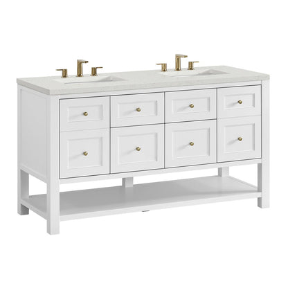 James Martin - Breckenridge 60" Double Vanity, Bright White, w/ 3 CM Lime Delight Quartz Top - 330-V60D-BW-3LDL view 10