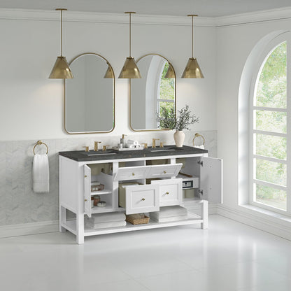 James Martin - Breckenridge 60" Double Vanity, Bright White, w/ 3 CM Parisien Bleu Quartz Top - 330-V60D-BW-3PBL view 5