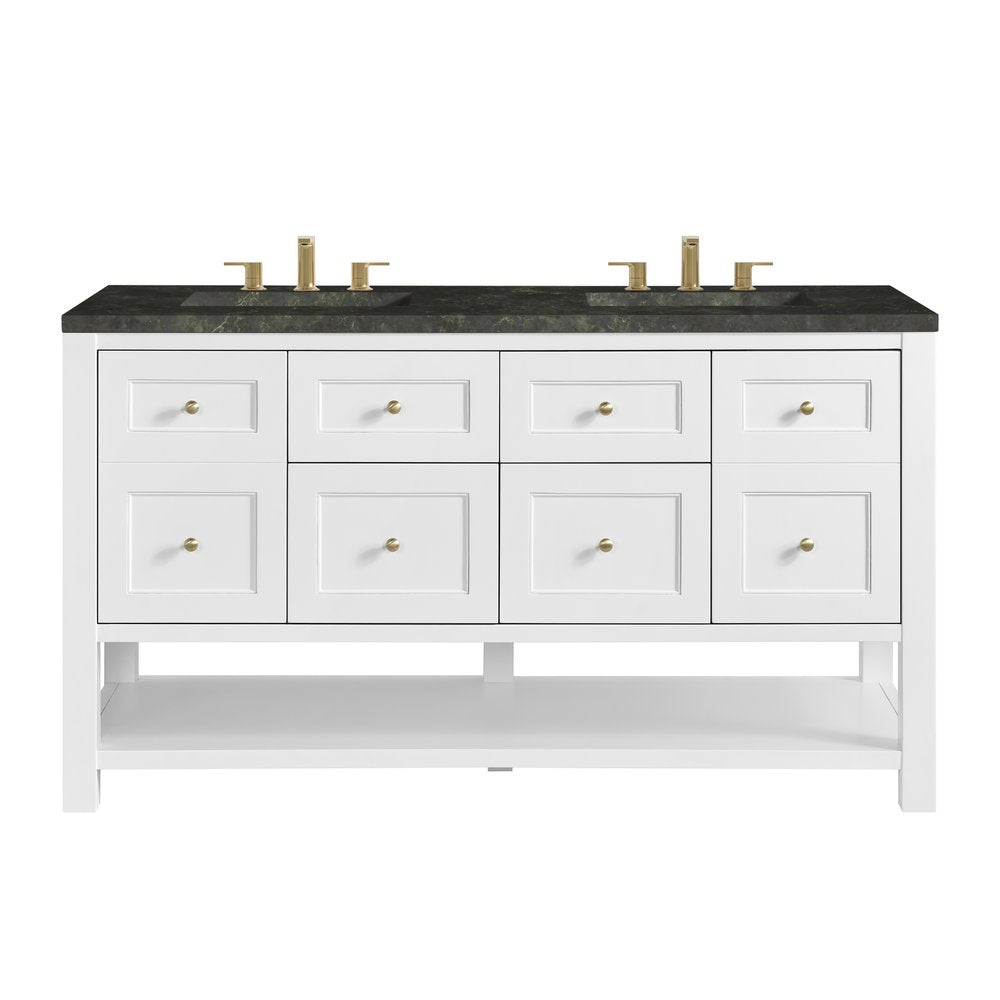 James Martin - Breckenridge 60" Double Vanity, Bright White, w/ 3 CM Phantome Eclos Top - 330-V60D-BW-3PHT view 1