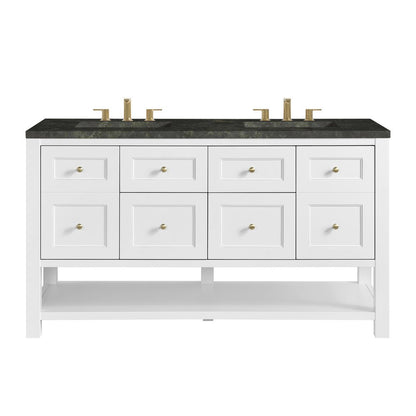 James Martin - Breckenridge 60" Double Vanity, Bright White, w/ 3 CM Phantome Eclos Top - 330-V60D-BW-3PHT view 1