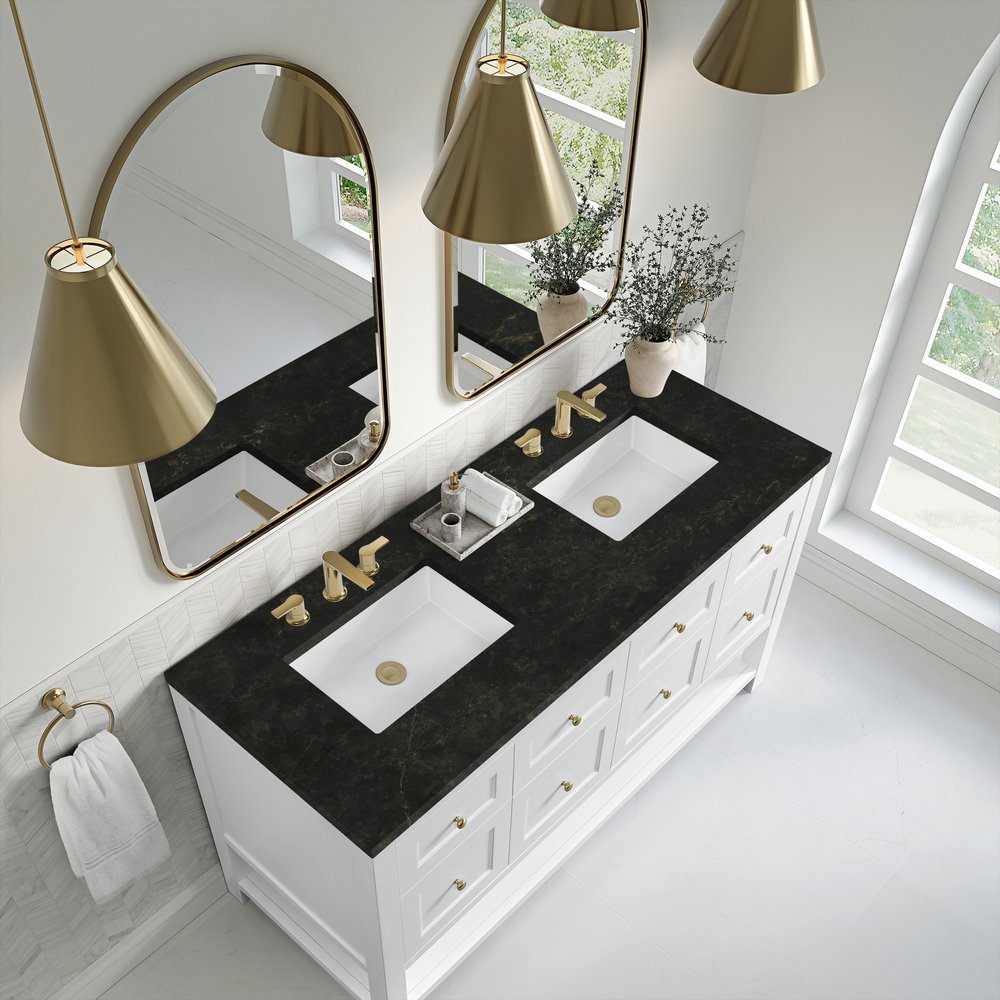 James Martin - Breckenridge 60" Double Vanity, Bright White, w/ 3 CM Phantome Eclos Top - 330-V60D-BW-3PHT view 7