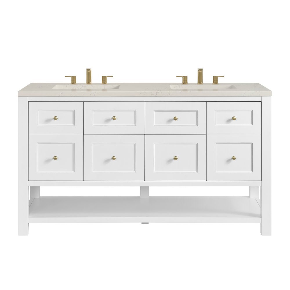 James Martin - Breckenridge 60" Double Vanity, Bright White, w/ 3 CM Siberian Silestone Top - 330-V60D-BW-3SFR view 1